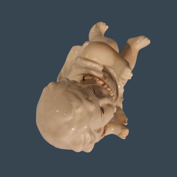 Vintage Antique German Porcelain Piano Baby With Glass Eyes READ - Picture 6 of 10